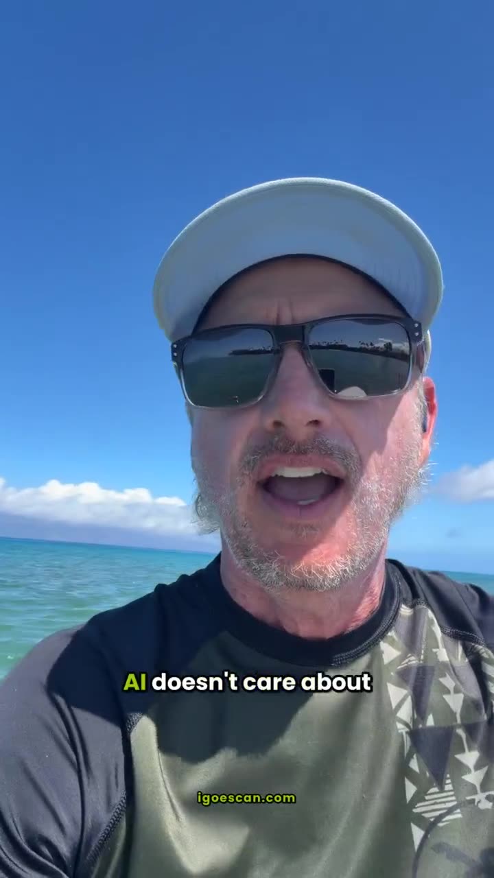 Jeff Igoe filming a video message on his paddleboard off Maui